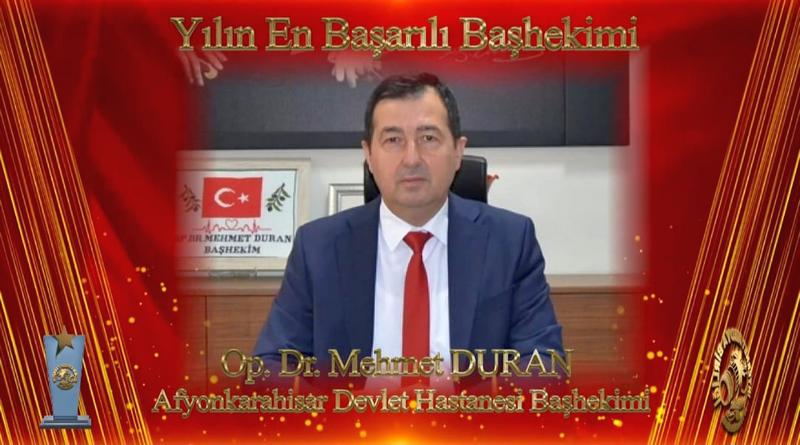 Başhekim Op.Dr.Mehmet DURAN'a ödül...